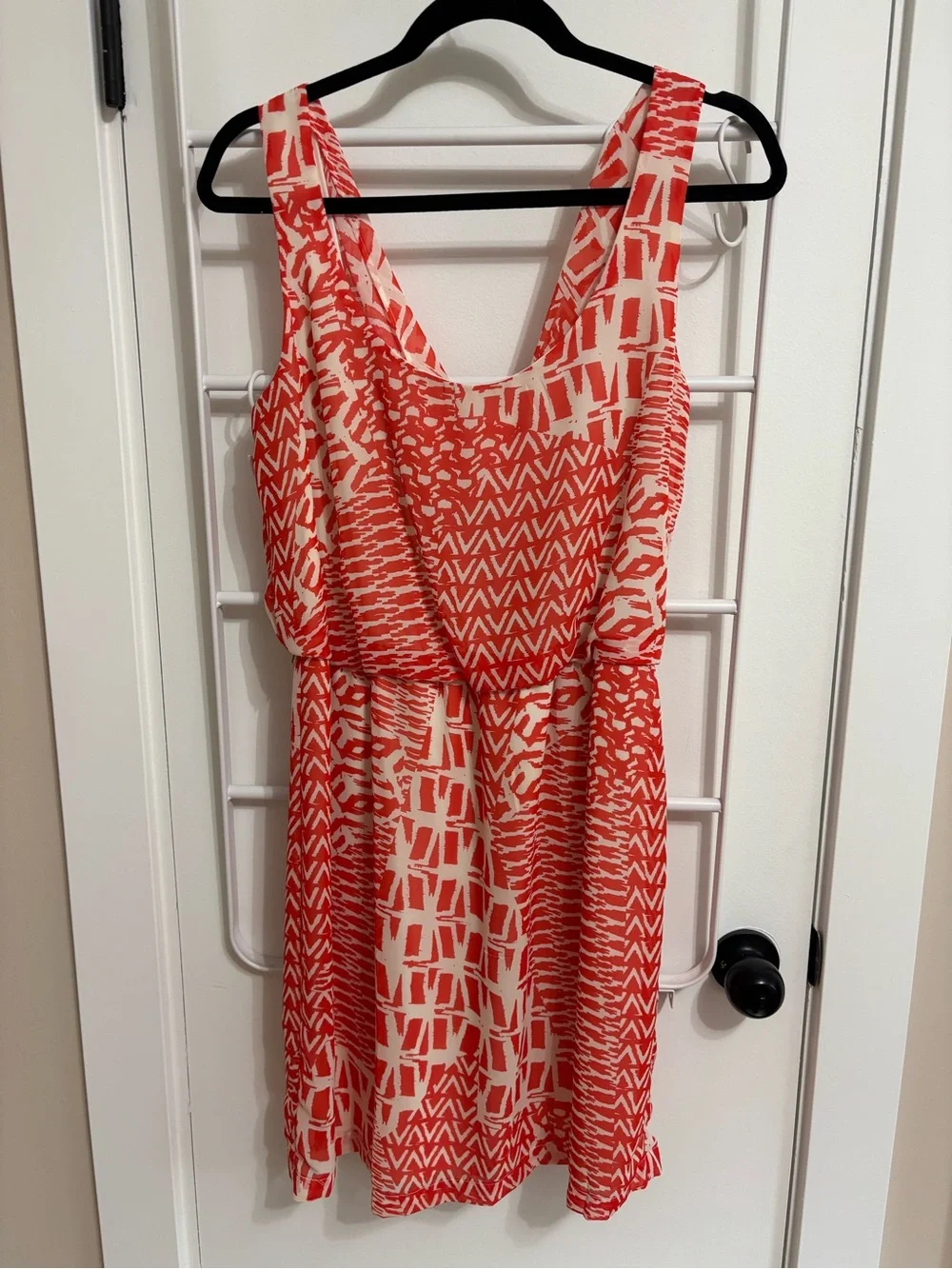 Bisou Bisou by Michele Bohbot Red & White Printed Dress – Size 8